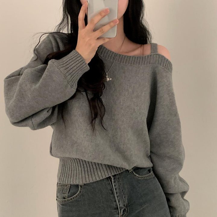 Dames Fashionable Genser med Skulderdesign og Casual Snitt Skjora