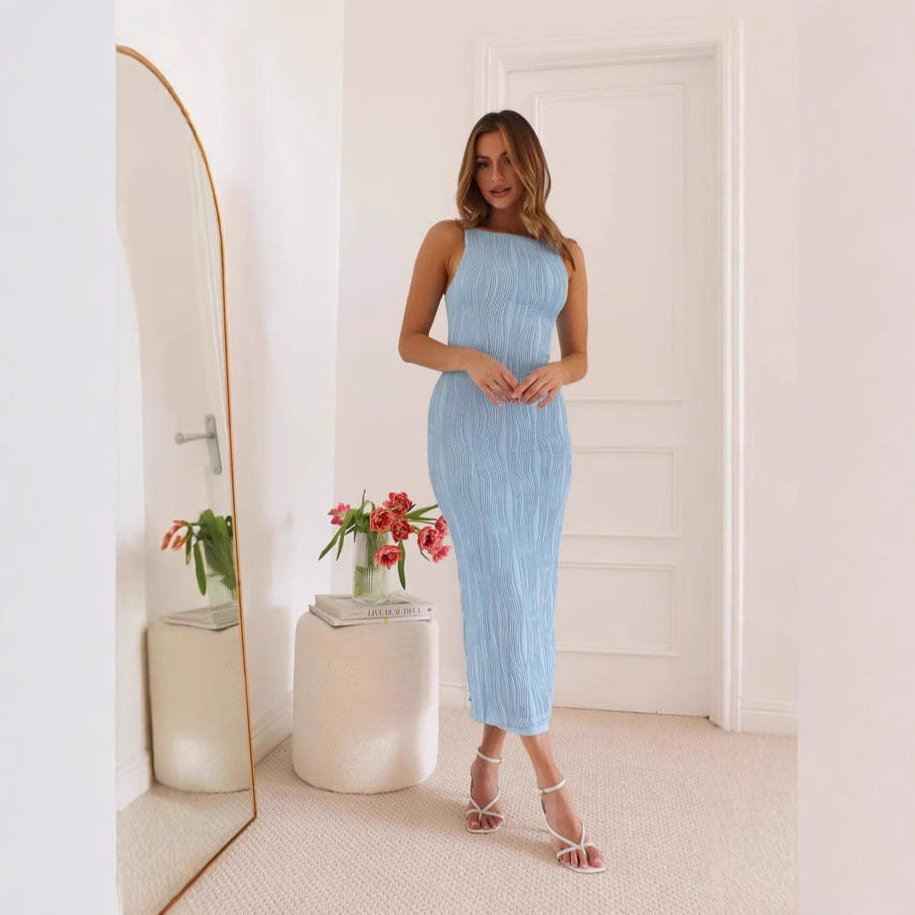 Kvinners Bodycon Maxi Kjole i Moderne Stripe Design Skjora
