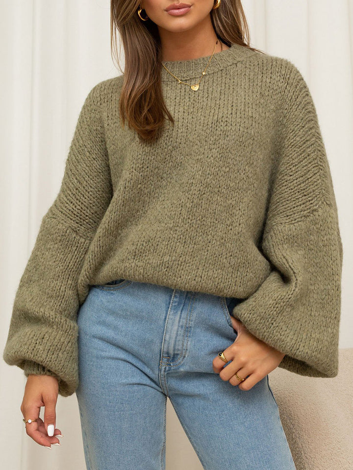 Kvinnens chunky strikket oversized genser med voluminøse ermer og koselig passform Skjora