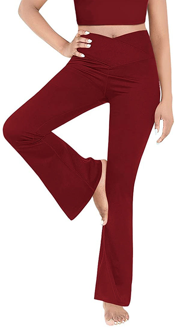 Dame Bootcut Yoga-bukse laget av elastisk materiale med høy midje Skjora