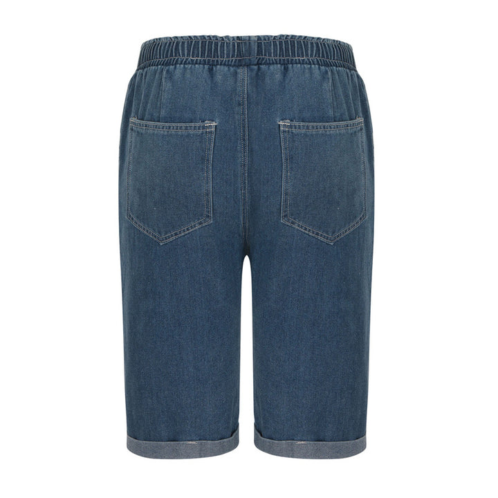 Women's Denim Shorts with Elastic Waist and Relaxed Fit Skjora
