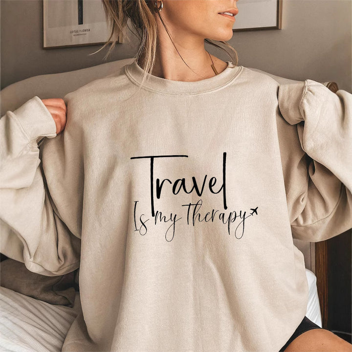 Kvinnelig sweatshirt med statement trykk og pufferm.