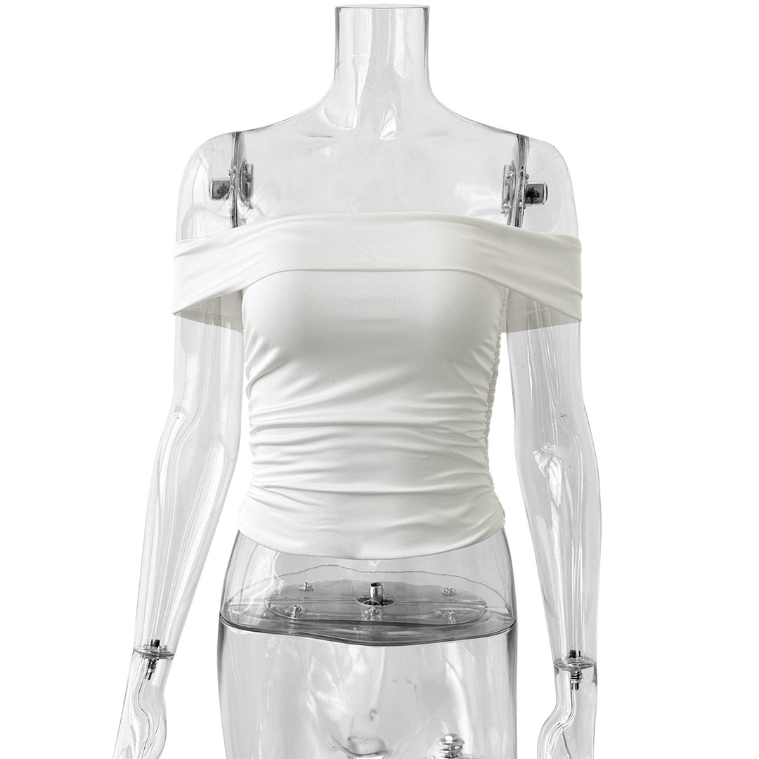 Dame skulderfri crop-top med figurformende snitt Skjora