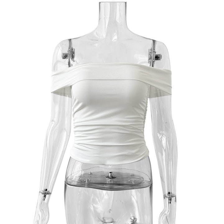 Dame skulderfri crop-top med figurformende snitt Skjora