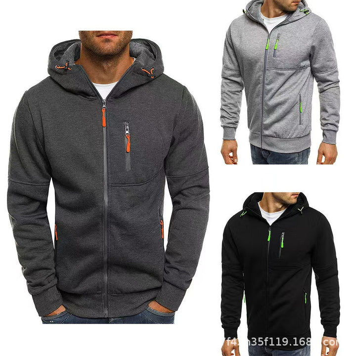 Herre hoodie med funksjonelle glidelåslommer og sporty design Skjora