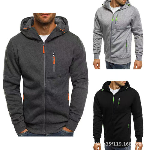 Herre hoodie med funksjonelle glidelåslommer og sporty design Skjora