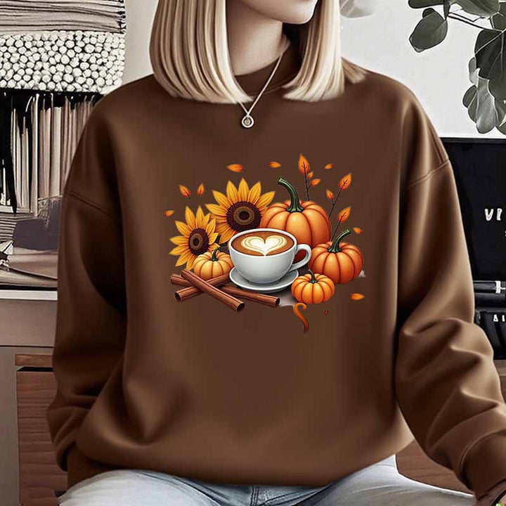 Dame sweatshirt med høstmotiv og spesiell trykk Skjora