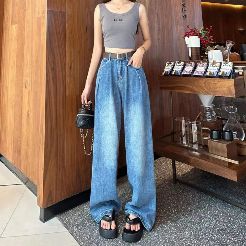 Kvinne bredsydde jeans med høy midje Skjora