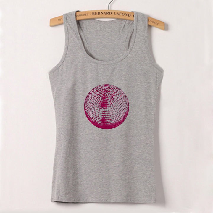 Dame cropped T-skjorte med kreativt speilball-design Skjora