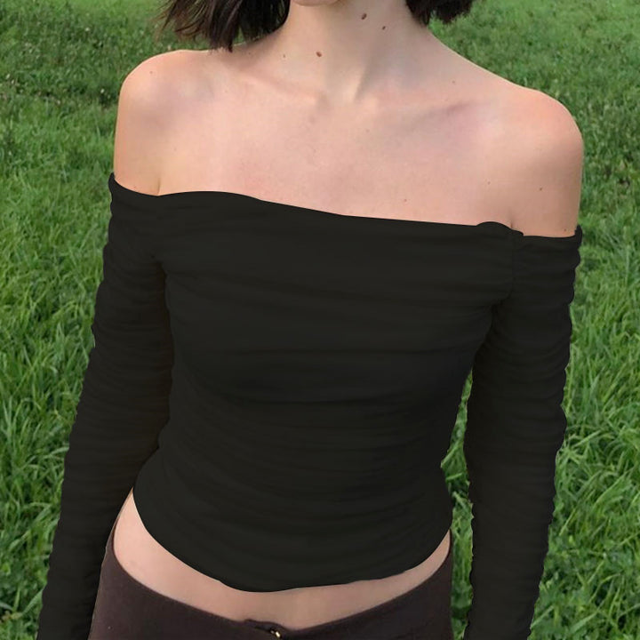 Dame Off-Shoulder Langermet med Volanger Skjora