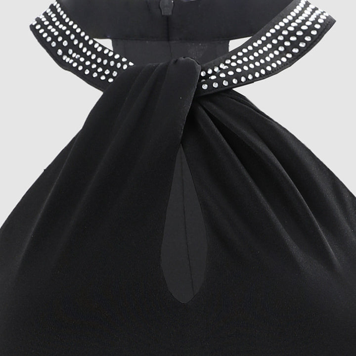 Damer Elegant Slangeskjole med strassdetaljer og sexy beinspalte Skjora