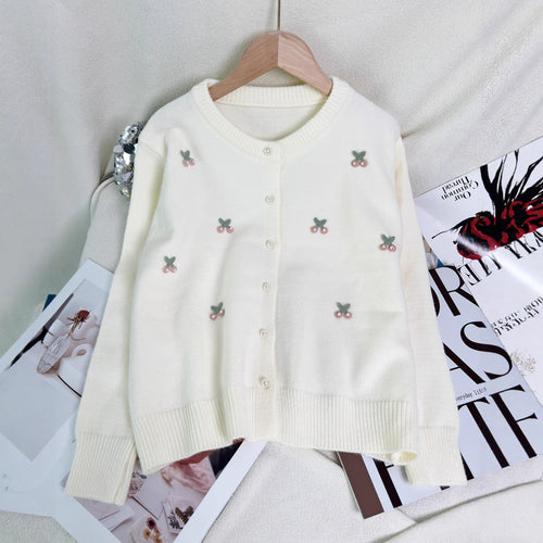 Kvinnenes finstrikkede cardigan med leken blomsterbroderi Skjora