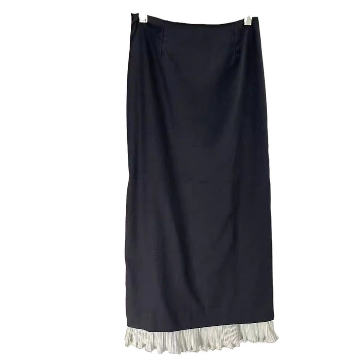 Dame Elegant Maxi-Skjørt med sidekanter og lagdelt utseende Skjora