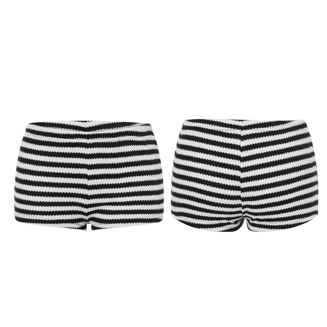 Dame Mini-shorts med stripete strikkemønster Skjora