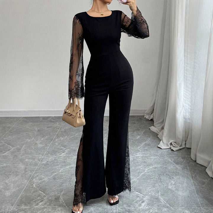 Damer Elegant Jumpsuit med skimrende spisse og vide ben Skjora