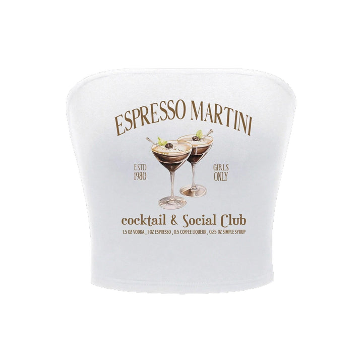 Dame Bandeau topp med Espresso Martini trykk og figurnær passform Skjora