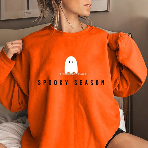 Damer sweatshirt med morsomt spøkelsemotiv og vid kutt Skjora