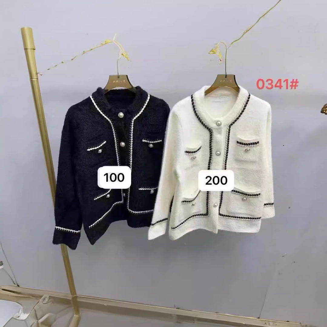 Kvinnenes elegante cardigan med kontrastdetaljer og lommer Skjora