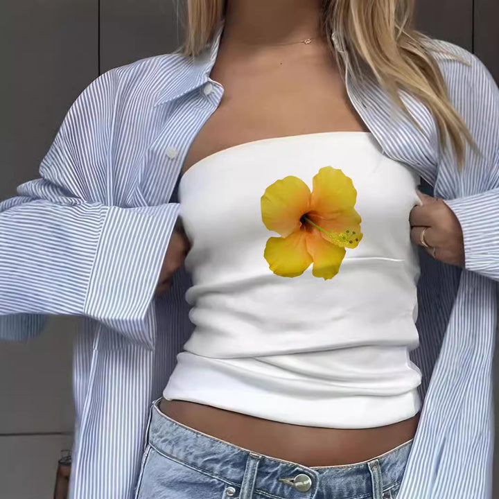 Dame Bandeau-overdel med sportslig Frankrike-design Skjora