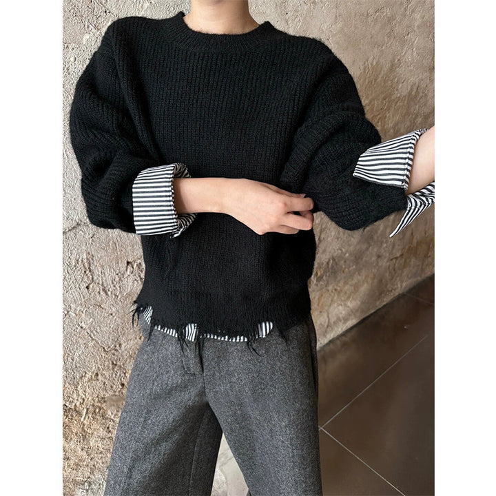 Dame avslappet genser med trendy frynse-design og komfortabel passform Skjora