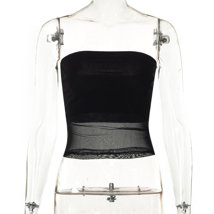 Dame bandeau topp i transparent design med elastisk materiale Skjora
