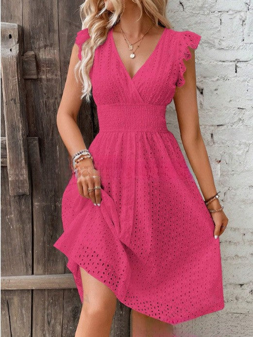 Dame sommerkjole med elegante spiss ermer Skjora