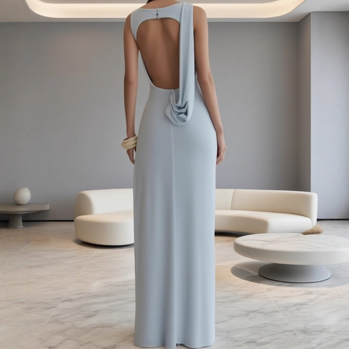 Damer Elegant Maxi-kjole med raffinerte draperinger og asymmetrisk snitt Skjora