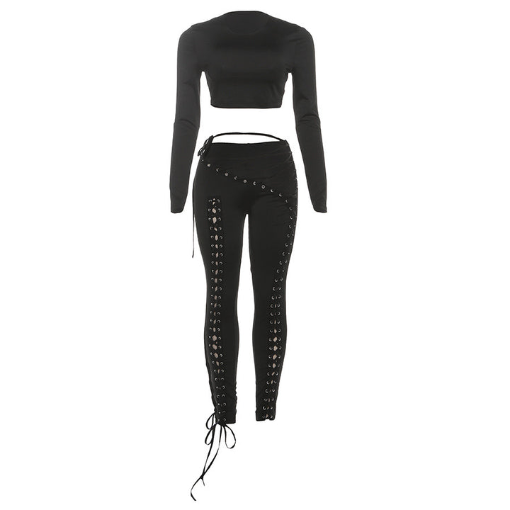 Ladies' Crop Top and High-Waisted Drawstring Leggings Skjora