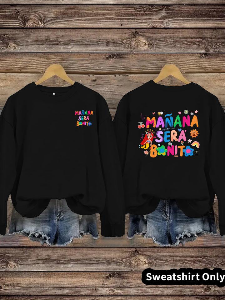 Dame sweatshirt med lekent fargerikt trykk og avslappet passform Skjora