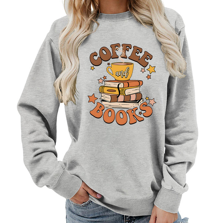 Dame sweatshirt med kreativ kaffebokdesign Skjora