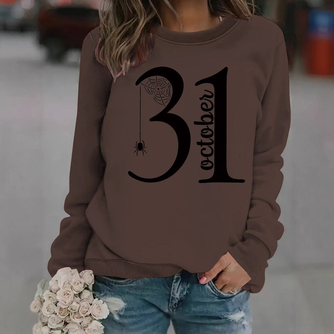 Kvinne sweatshirt med kreativ Halloween motiv og komfortabel passform Skjora