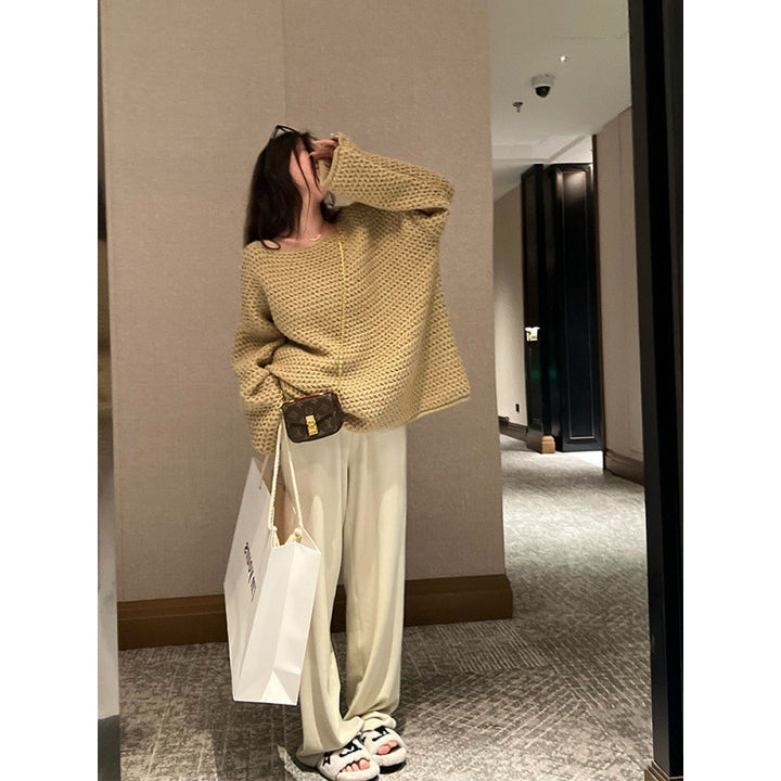 Damer Koselig Oversized Genser laget av tykkstrikket Skjora