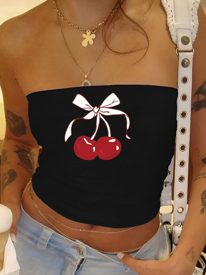 Dame Bandeau-top med elegant spissbåndmotiv Skjora