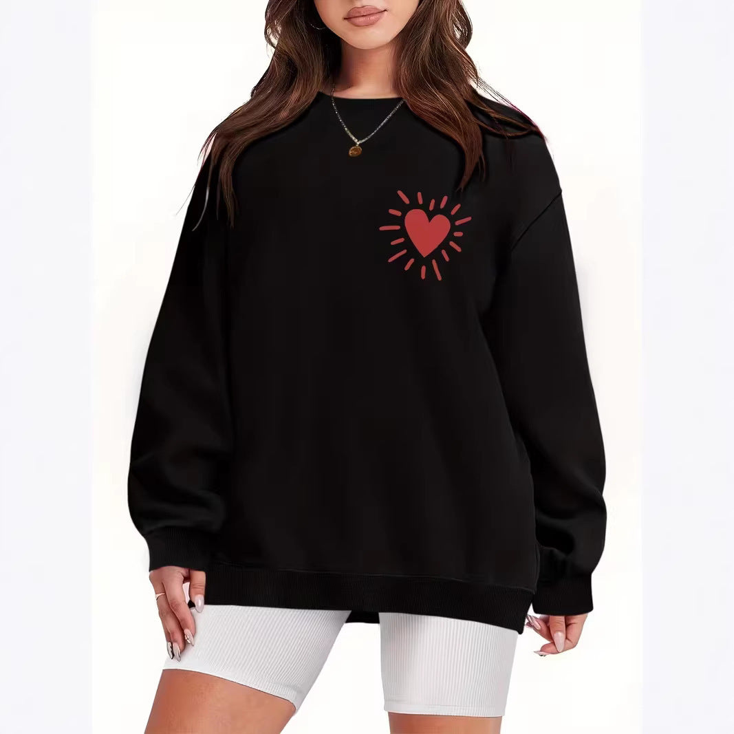 Dames sweatshirt med casual hjerte-motiv og oversized passform Skjora