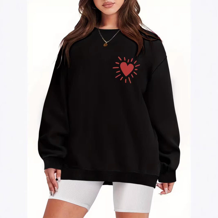 Dames sweatshirt med casual hjerte-motiv og oversized passform Skjora