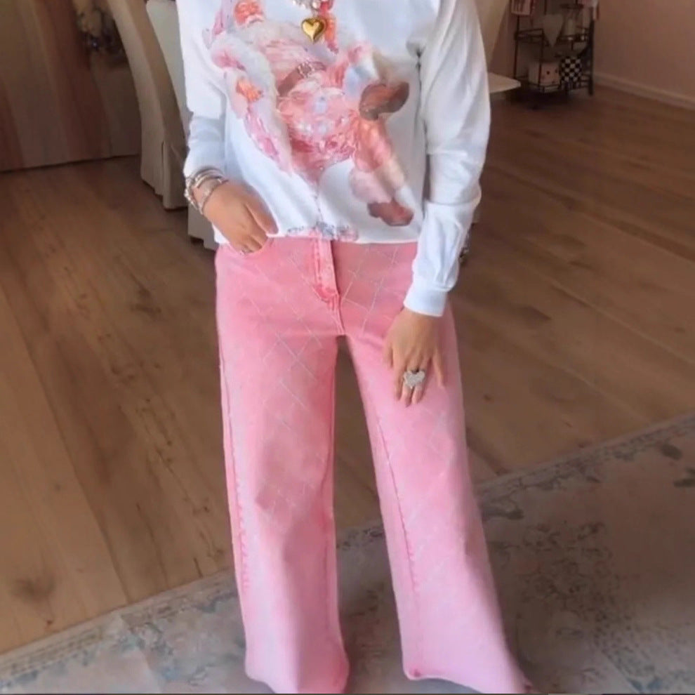 Kvinnelige vide jeans i en avslappet stil med høy midje Skjora