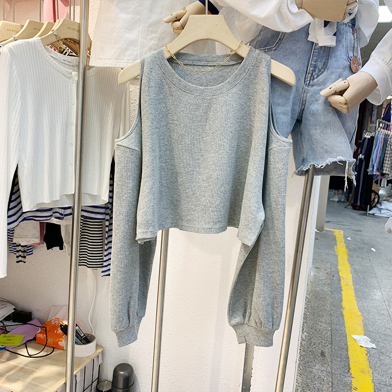 Kvinnenes casual crop topp med lange ermer
