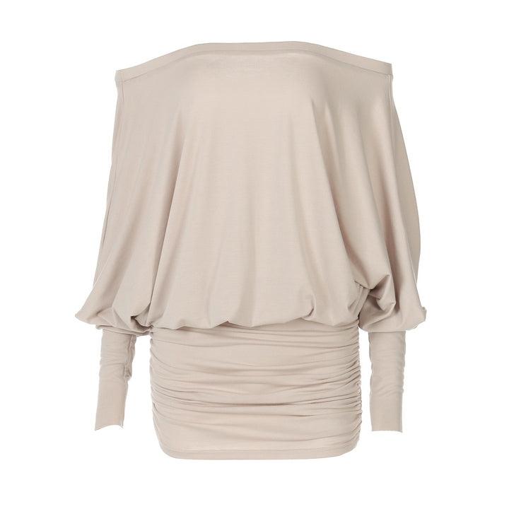 Dame Oversized Strikkegenser med vid utringning og lange ermer Skjora