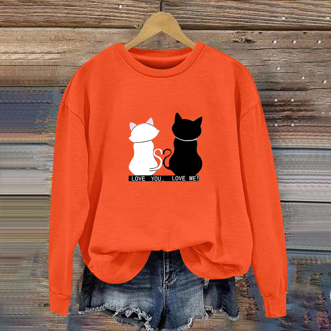 Kvinnesweatshirt med leken katte-design og humoristisk trykk Skjora
