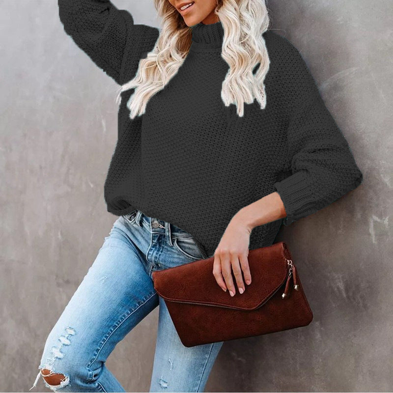 Damer chunky strikkegenser med rullehals og avslappet passform Skjora
