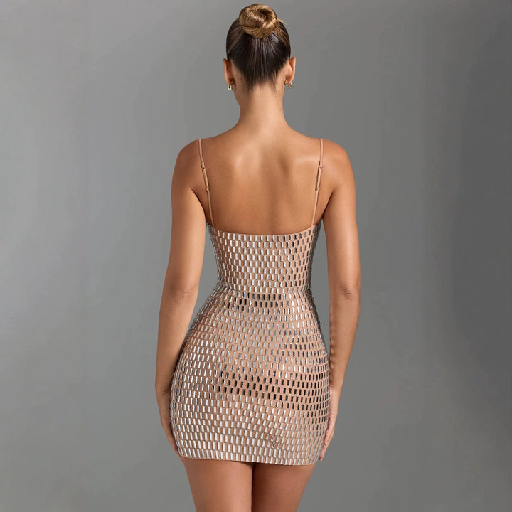 Damer Glamorous Mini Kjole med Gjennomsiktig Mesh Design og Av-Skulder Kutt