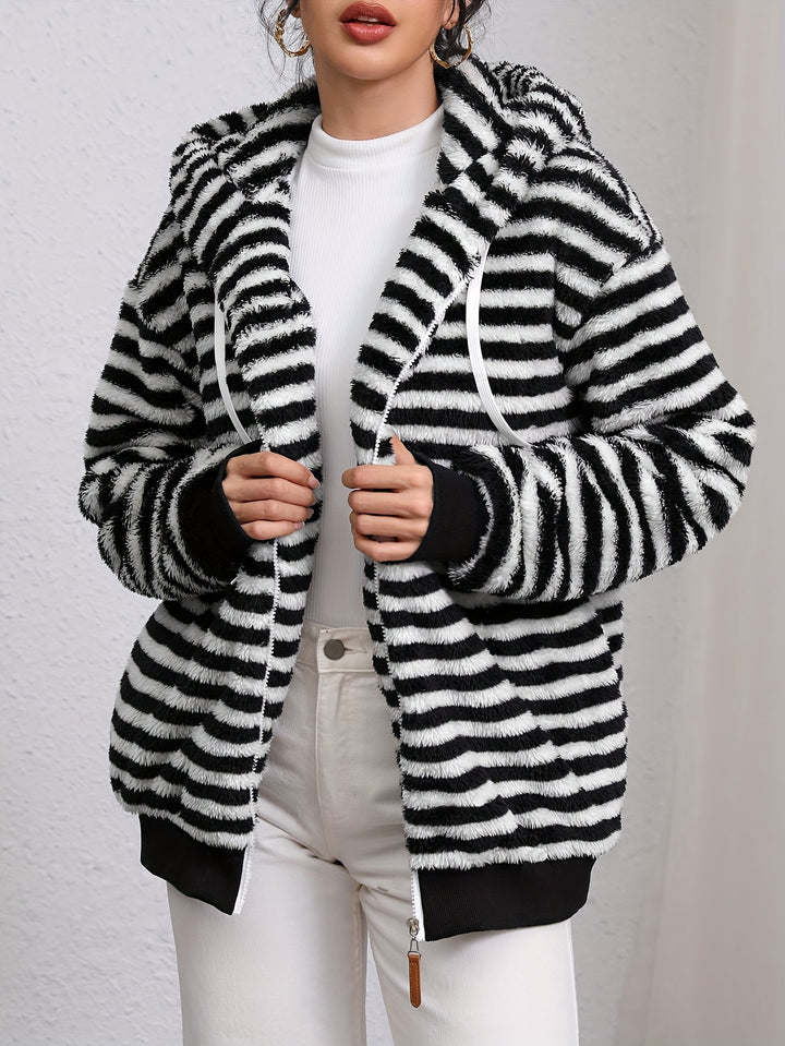 Kvinnenes koselige cardigan med kontrasterende striper Skjora