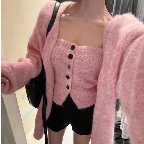 Dame cardigan med knapper og åpne fronter Skjora