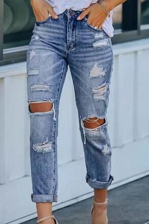 Women's Distressed Boyfriend Jeans Skirt