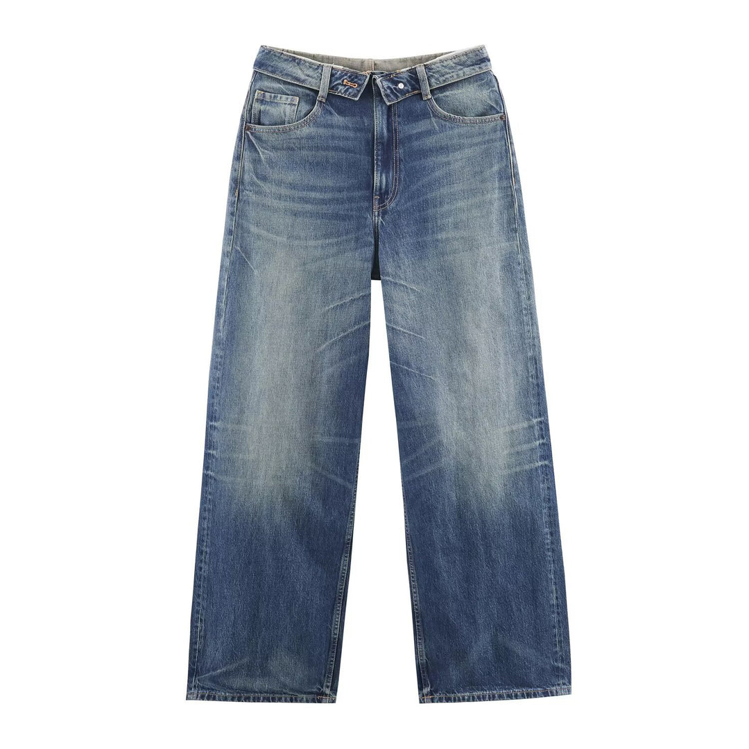 Damer høy kvalitets Destroyed jeans i avslappet baggy-stil med moderne detaljer Skjora