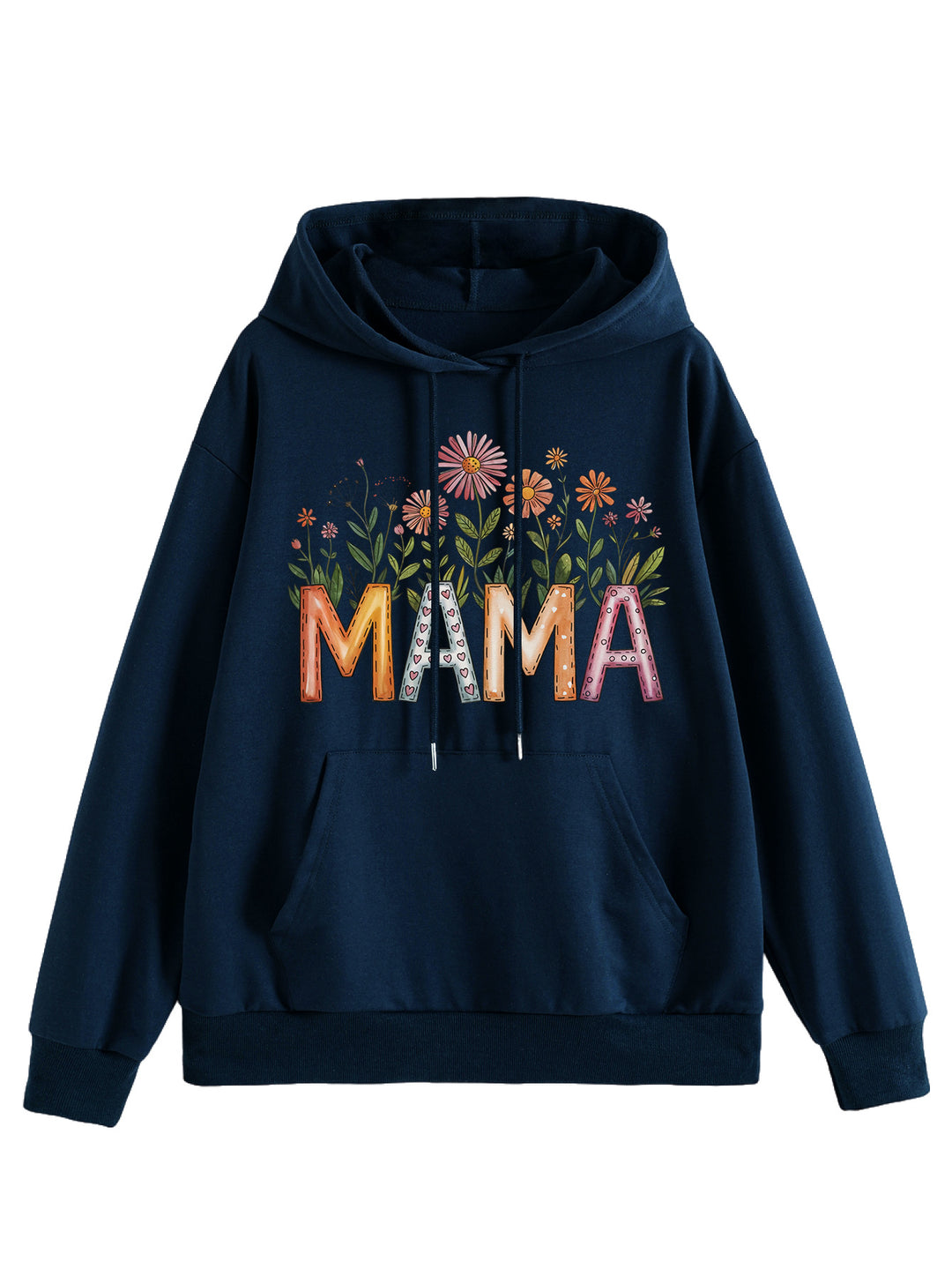 Dame hoodie med blomstertrykk og inspirerende tekst Skjora