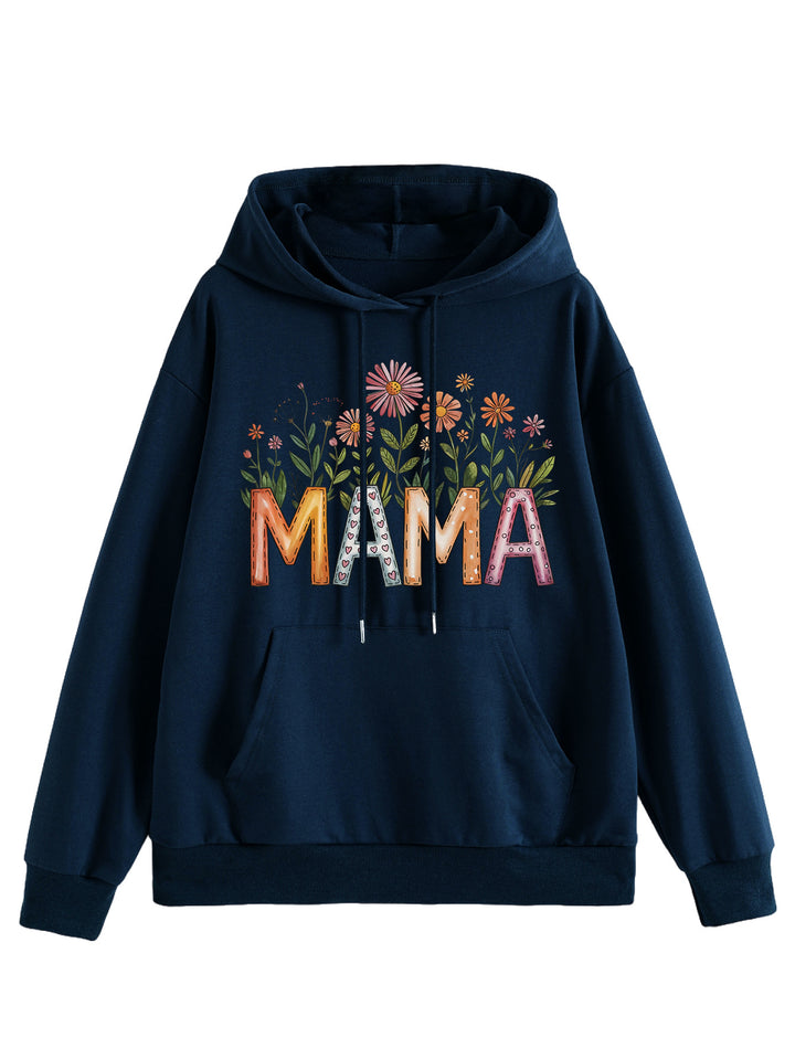 Dame hoodie med blomstertrykk og inspirerende tekst Skjora