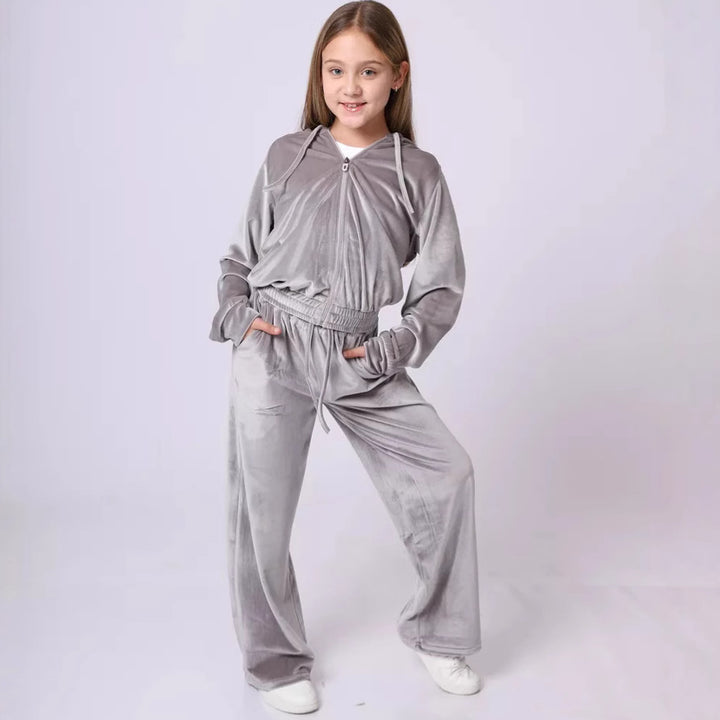 Dame Fleece Loungewear Sett med Hette og Høy Midje Skjora