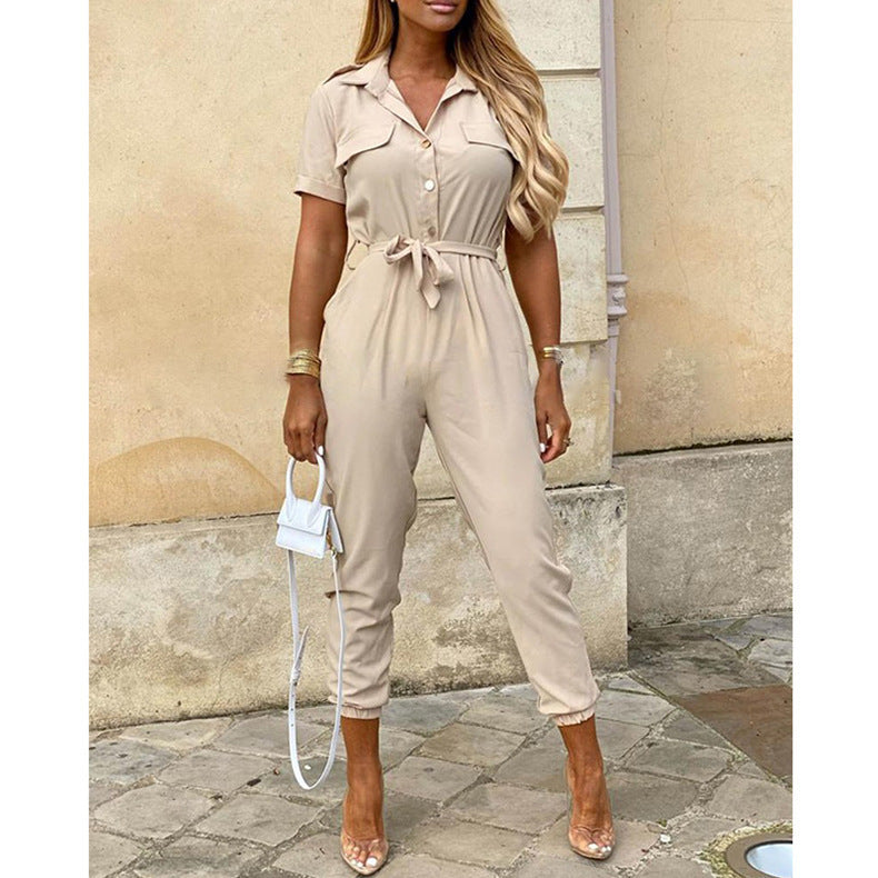 Dame elegant jumpsuit med innsvingt snitt og praktiske lommer Skjora
