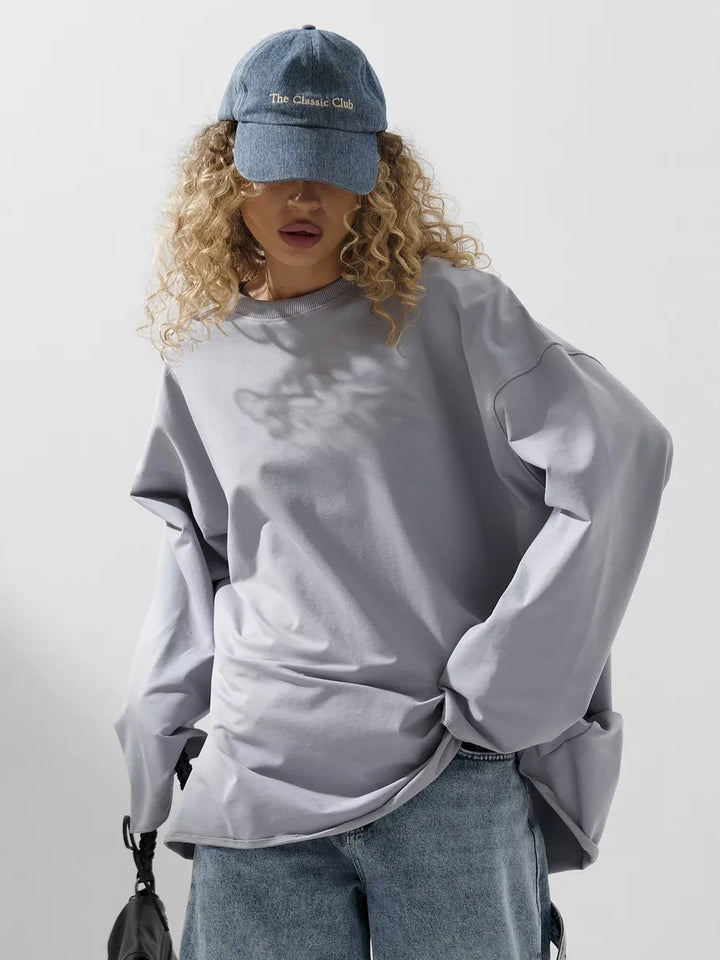 Dame casual oversized sweatshirt med droppede skuldre Skjora